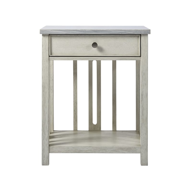 Coastal Living Escape One Drawer Nightstand in Gray Finish with Stone Top