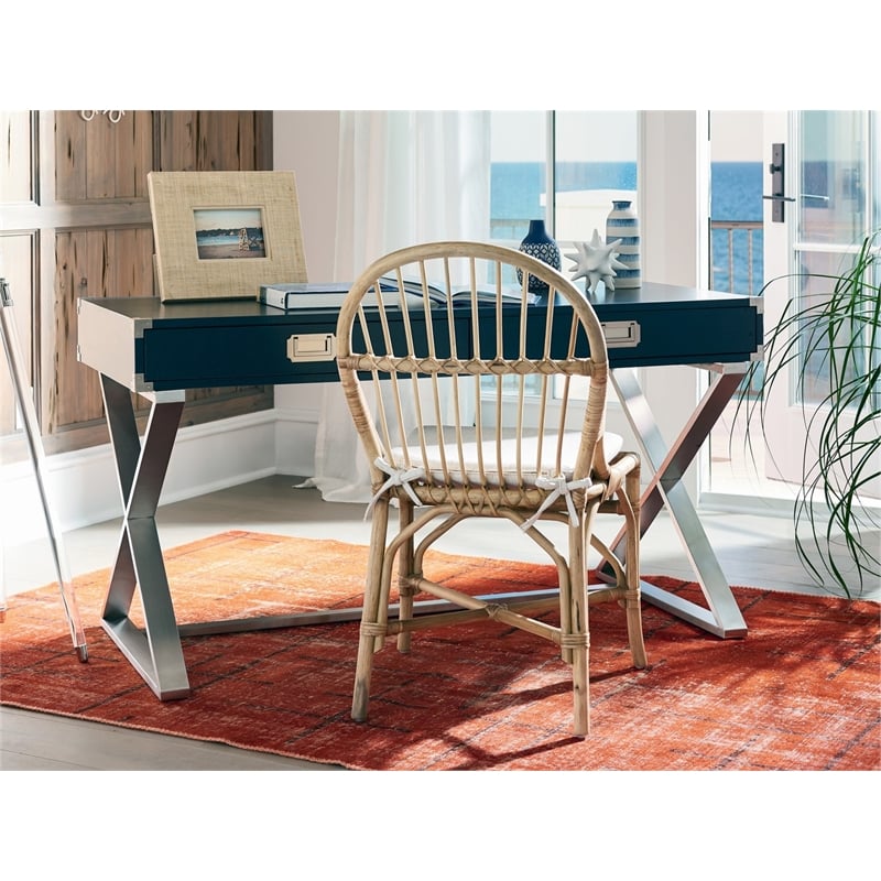 Escape Sanibel Wicker / Rattan Dining Side Chair with Beige Cushion Set of 2