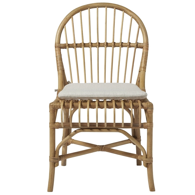 Escape Sanibel Wicker / Rattan Dining Side Chair with Beige Cushion Set of 2
