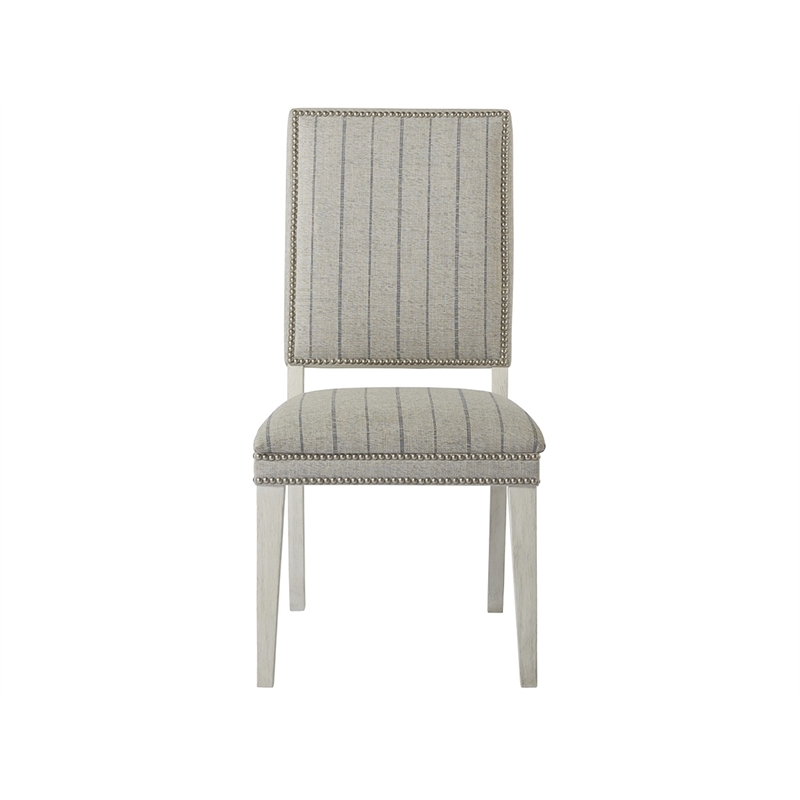 Escape Hamptons Upholstered Wood Dining Chair with Nailheads in Gray Set of 2