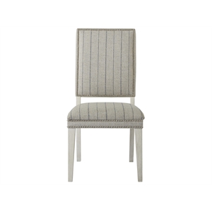 Escape Hamptons Upholstered Wood Dining Chair with Nailheads in Gray Set of 2