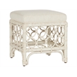 Coastal Living Upholstered Rattan Stool in Soft White Cane and Rattan