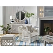 Coastal Living Upholstered Rattan Stool in Soft White Cane and Rattan
