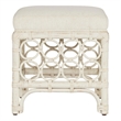 Coastal Living Upholstered Rattan Stool in Soft White Cane and Rattan