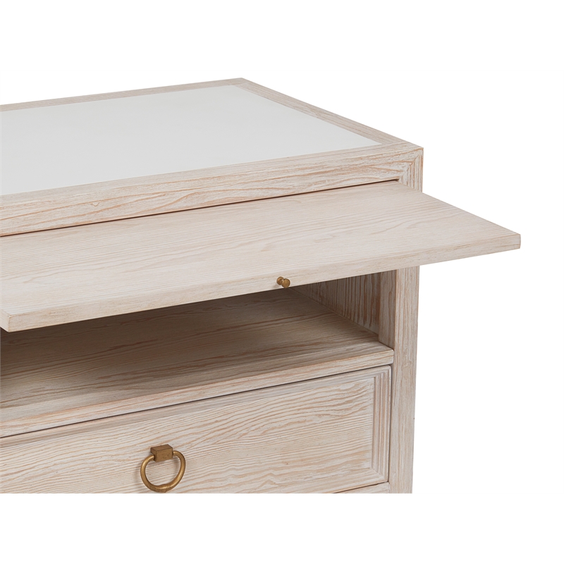Coastal Living Getaway Drawer Nightstand in Soft White Oak with Stone Top