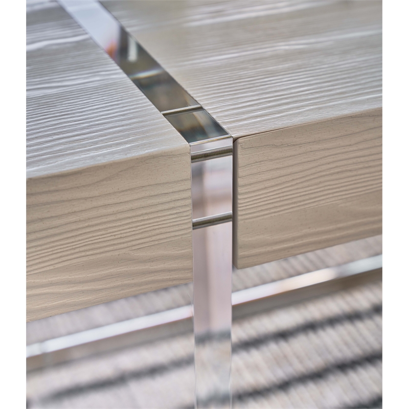 Coastal Living St Kitts Accent Table in Weathered Gray and Acrylic
