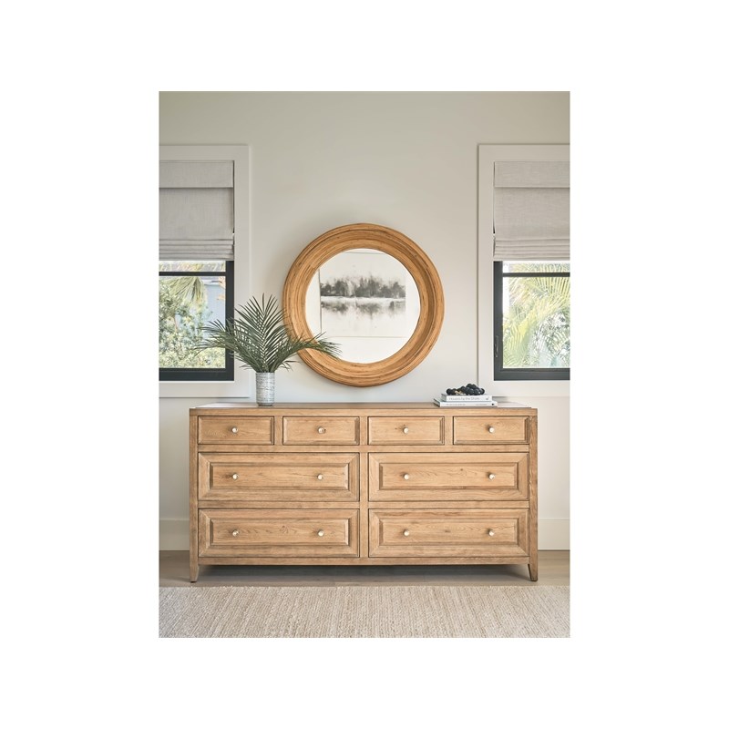 Coastal Living Natural Cane Lakeway Mirror in Tan Finish