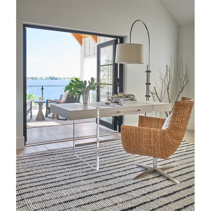 Coastal Living Sullivans Swivel Arm Chair in Natural Tan Wicker