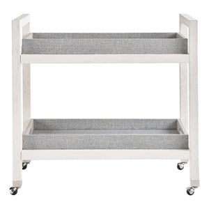 Coastal Living Jupiter Bar Cart in Weathered White Oak & Blue Wrapped Seagrass