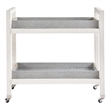 Coastal Living Jupiter Bar Cart in Weathered White Oak & Blue Wrapped Seagrass