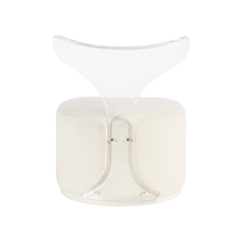 Coastal Living Mirissa Swivel Chair in Clear Acrylic and Soft White Upholstery
