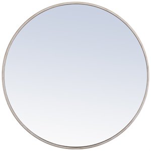 Elegant Decor Eternity 28&quot Round Metal Frame Mirror in Silver