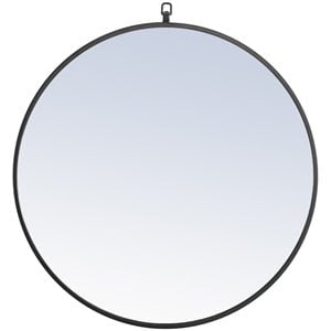 Elegant Decor Eternity 28&quot Contemporary Metal Frame Hooked Mirror in Black