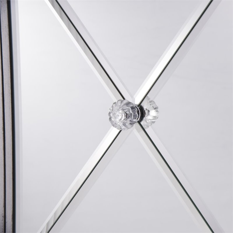 Elegant Decor Contempo 2 Door Contemporary Mirrored Accent Cabinet in Silver