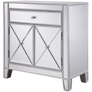 Elegant Decor Contempo 2 Door Contemporary Mirrored Accent Cabinet in Silver