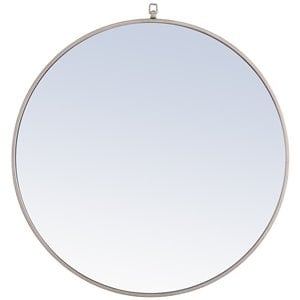 Elegant Decor Rowan 32&quot Round Metal Frame Hooked Mirror in Silver