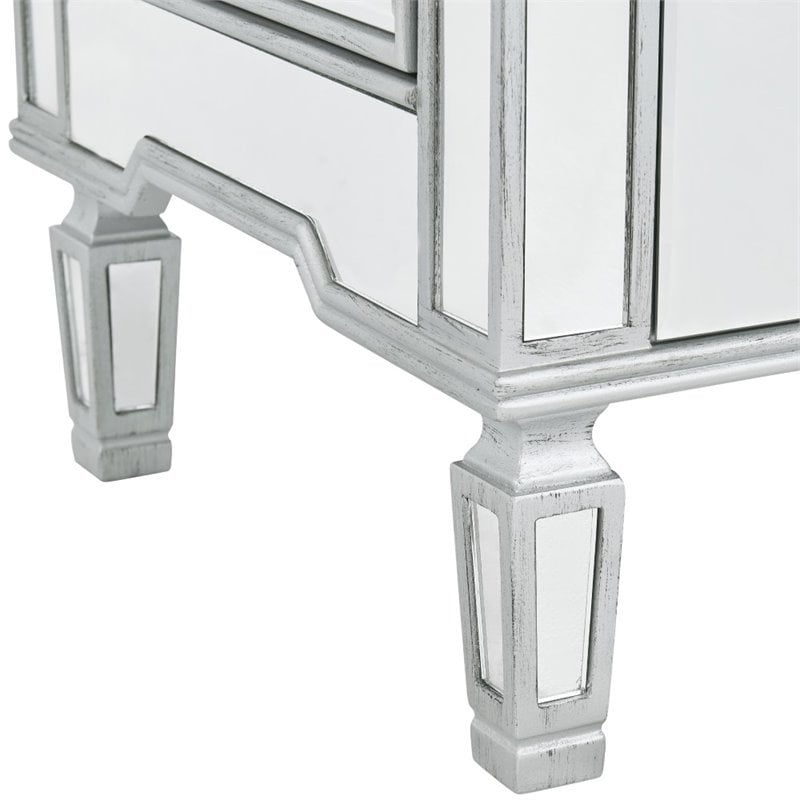 Elegant Decor Reflexion 7 Drawer Mirrored Lingerie Chest in Antique Silver
