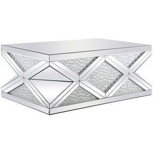 Elegant Decor Modern 47.5&quot Royal Cut Crystal Mirrored Accent Coffee Table