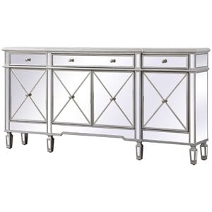 Elegant Decor Contempo 4 Door 72&quot Mirrored Sideboard in Antique Silver