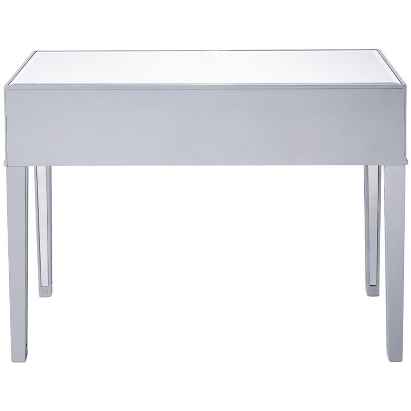 Elegant Decor Reflexion 2 Drawer Mirrored Bedroom Vanity Desk in Antique Silver