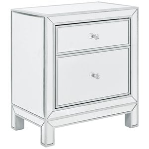 Elegant Decor Reflexion 1 Door Mirrored Nightstand in Antique Silver