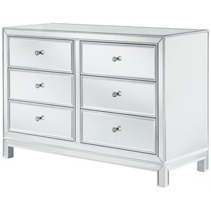 Elegant Decor Reflexion 6 Drawer 48&quot Mirrored Dresser in Antique Silver