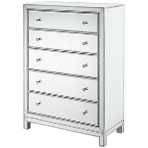 Elegant Decor Reflexion 5 Drawer 48&quot Mirrored Chest in Antique Silver