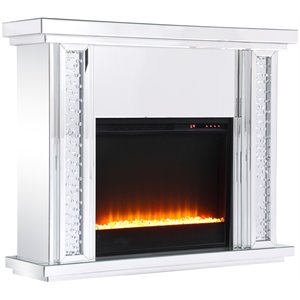 Elegant Decor Modern 47.5&quot Sparkling Mirrored Crystal Fireplace Mantle