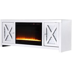 Elegant Decor Modern 2 Door 59&quot Clear Mirrored Crystal Fireplace TV Stand