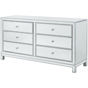 Elegant Decor Reflexion 6 Drawer 60&quot Mirrored Dressser in Antique Silver