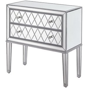 Elegant Decor Reflexion 2 Drawer 34&quot Mirrored Nightstand in Antique Silver