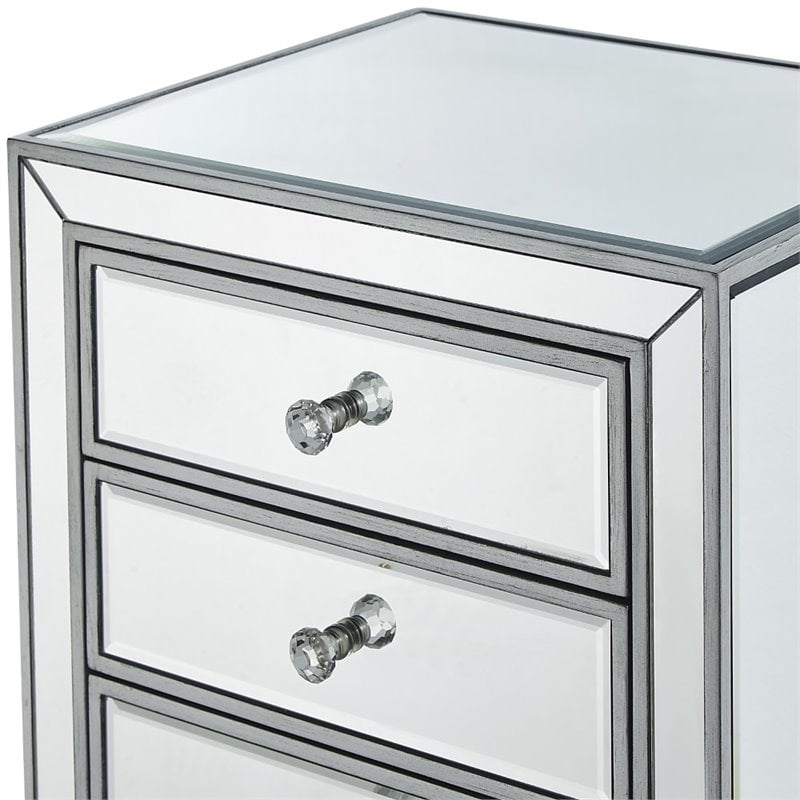 Elegant Decor Reflexion 7 Drawer Petite Mirrored Lingerie Chest in Silver