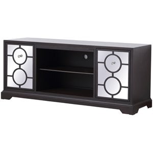 Elegant Decor Modern 60&quot Mirrored Door TV Stand in Hand Painted Dark Walnut