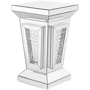 Elegant Decor Modern 24&quot Clear Crystal Mirrored Accent Pedestal End Table