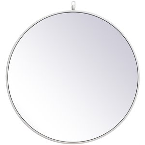 Elegant Decor Eternity 28&quot Mid Century Metal Frame Hooked Mirror in White