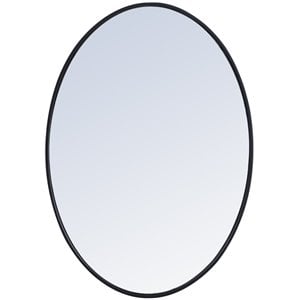 Elegant Decor Eternity 24&quot x 34&quot Oval Contemporary Metal Frame Mirror in Black