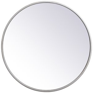 Elegant Decor Eternity 18&quot Round Mid Century Metal Frame Mirror in Silver