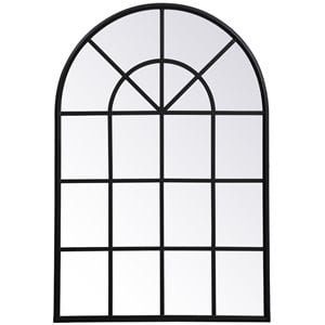 Elegant Decor Motif 42&quot x 28&quot Mid Century Metal Windowpane Frame Mirror in Black