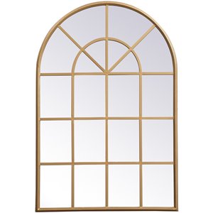 Elegant Decor Motif 42&quot x 28&quot Mid Century Metal Windowpane Frame Mirror in Brass