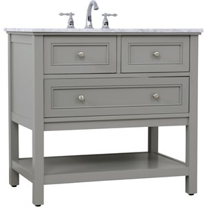 Elegant Decor Metropolis 36&quot Single Marble Top Bathroom Vanity in Gray