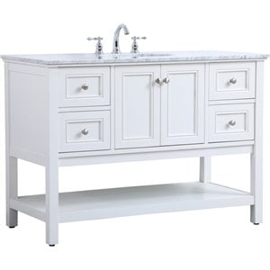 Elegant Decor Metropolis 48&quot Single Marble Top Bathroom Vanity in White