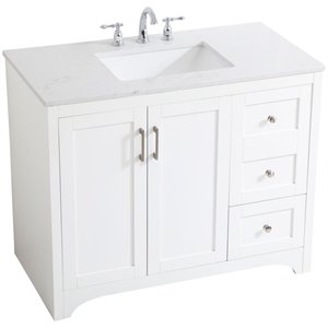 Elegant Decor Moore 42&quot Single Quartz Top Bathroom Vanity in White