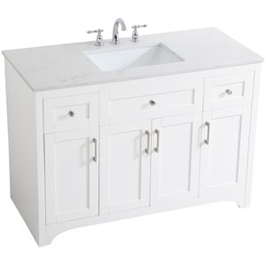 Elegant Decor Moore 48&quot Single Quartz Top Bathroom Vanity in White