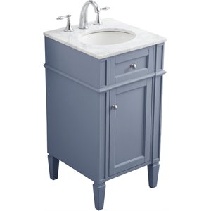 Elegant Decor Park Avenue 18&quot Single Marble Top Bathroom Vanity in Gray
