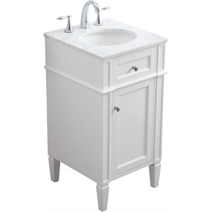 Elegant Decor Park Avenue 18&quot Single Marble Top Bathroom Vanity in White