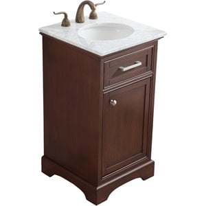Elegant Decor Americana 19&quot Single Marble Top Bathroom Vanity in Teak