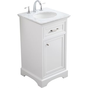 Elegant Decor Americana 19&quot Single Marble Top Bathroom Vanity in White