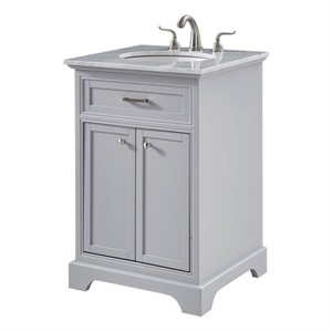 Elegant Decor Americana 24&quot Wood Single Bathroom Vanity in Light Gray