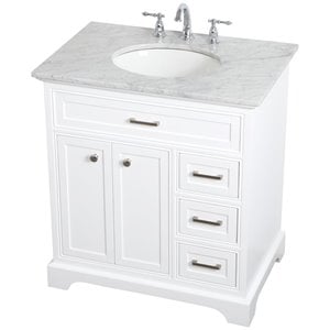 Elegant Decor Aaron 32&quot Single Marble Top Bathroom Vanity in White
