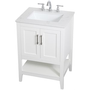 Elegant Decor Aubrey 24&quot Single Quartz Top Bathroom Vanity in White